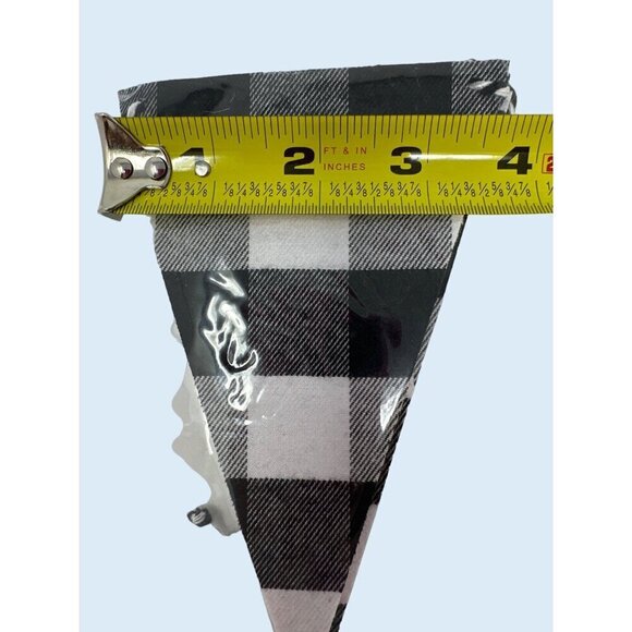 Black White Buffalo Plaid Banner 72in Checkered Triangle Garland Farmhouse Decor - Picture 6 of 7